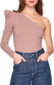 Susana Monaco Pleated One-Shoulder Knit Top