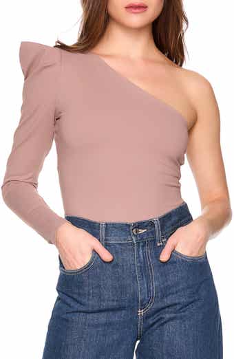 Pleated One-Shoulder Knit Top