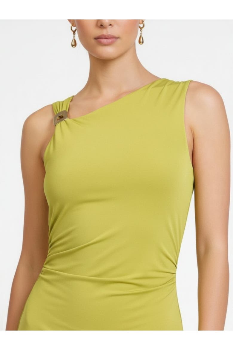 Ivy Asymmetrical Drape Midi Dress, Alternate, color, Green