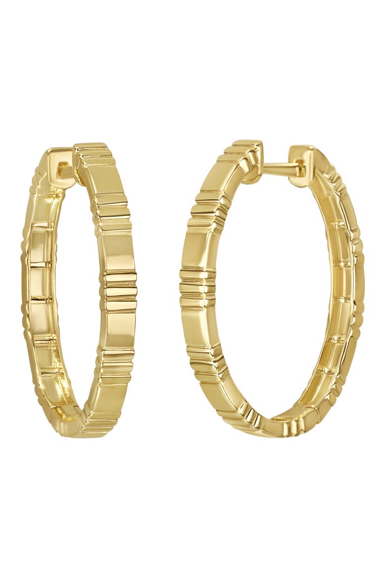 14K Gold Textured Hoop Earrings, Main, color, 14K YELLOW GOLD