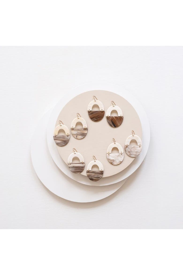 Horizon Earrings, Alternate, color, Brown + White