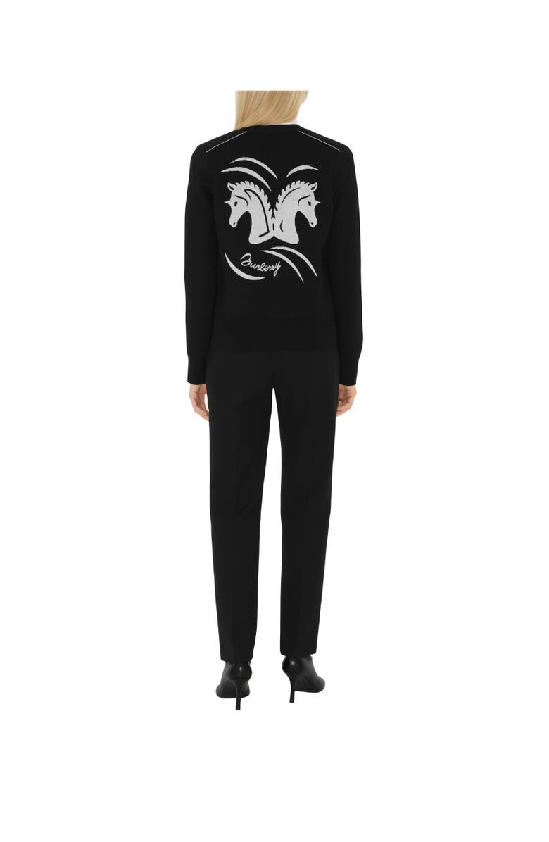 Burberry Mirrored Horse Wool Blend Cardigan, Alternate, color, 