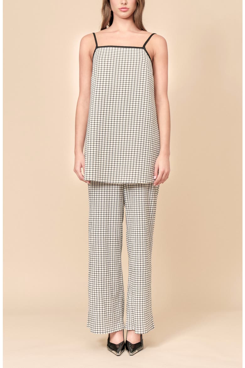 Anya Wide Leg Pants, Alternate, color, BLACK WHITE GRID