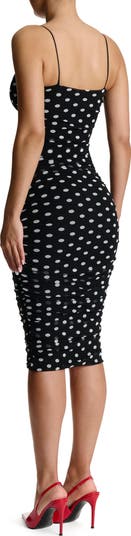 Polka Dot Body-Con Midi Dress
