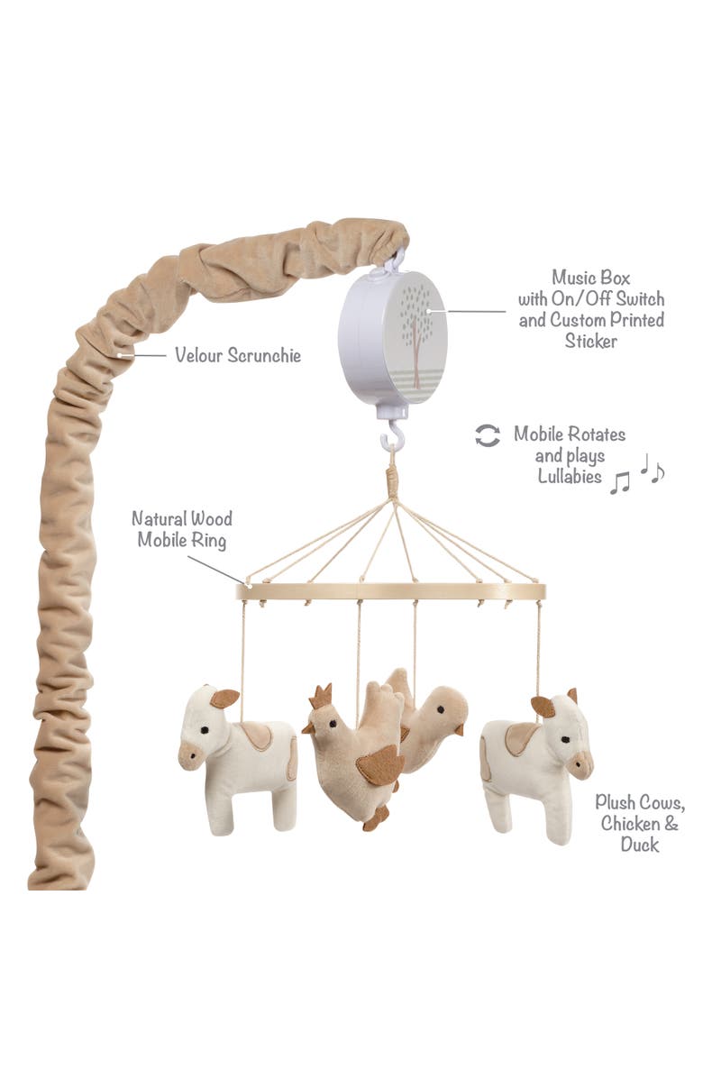 Bedtime Originals Farmyard Friends Musical Baby Crib Mobile Soother Toy, Alternate, color, Cream