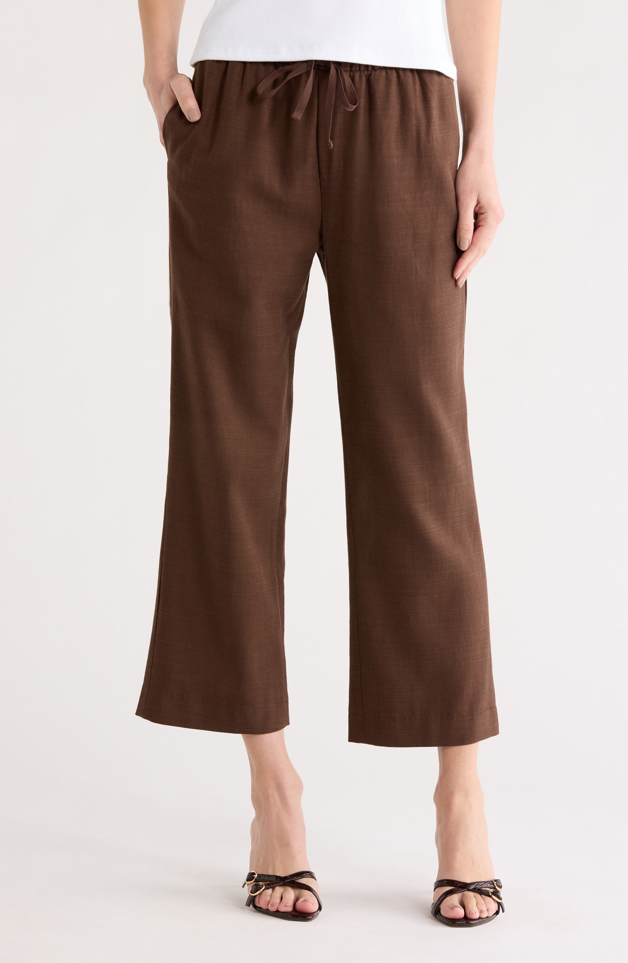 EDIT by JASON WU Crop Wide Leg Cotton Blend Pull-On Pants