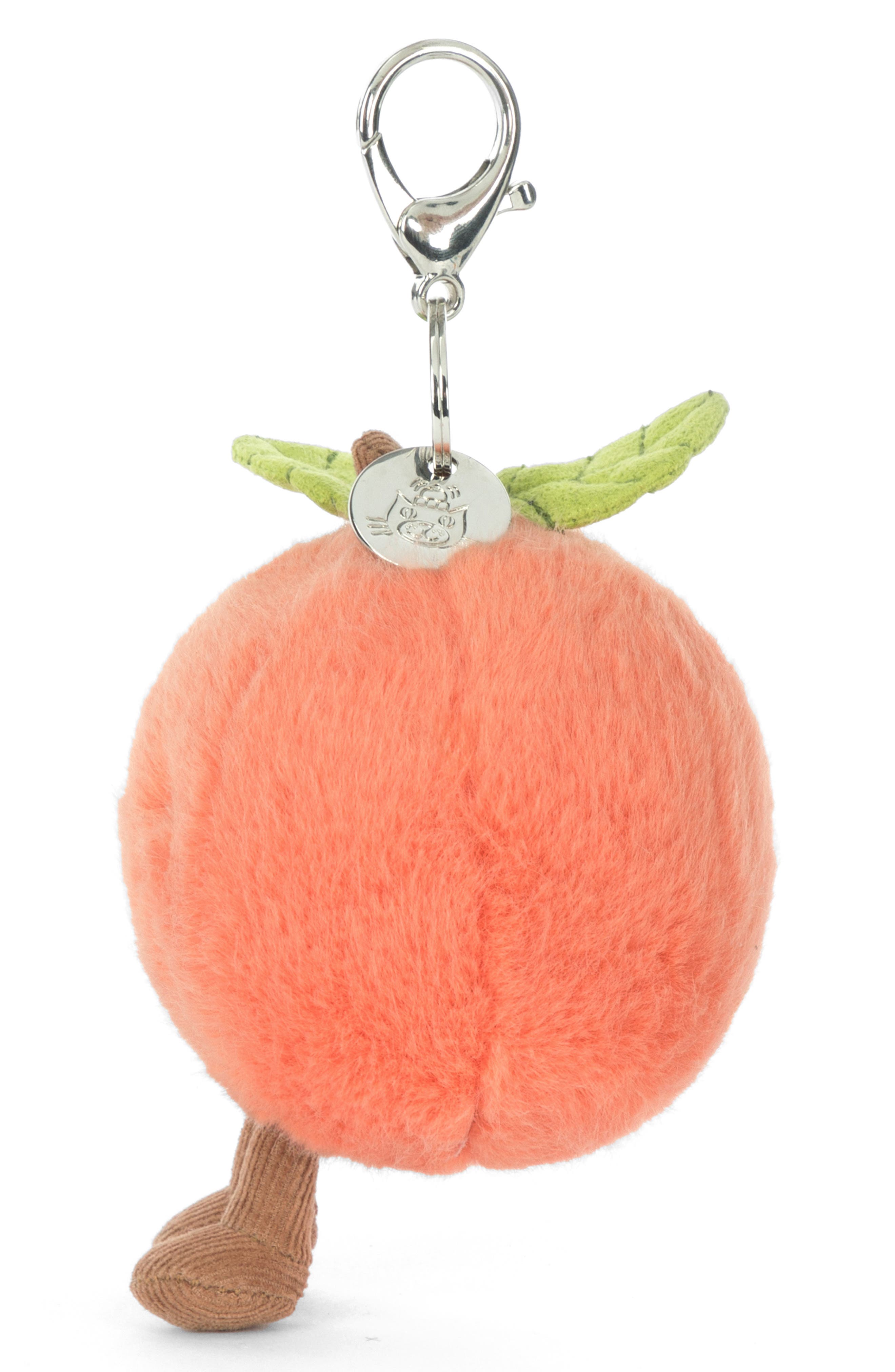 Amuseables Peach Plushie Bag Charm, Alternate, color, ORANGE
