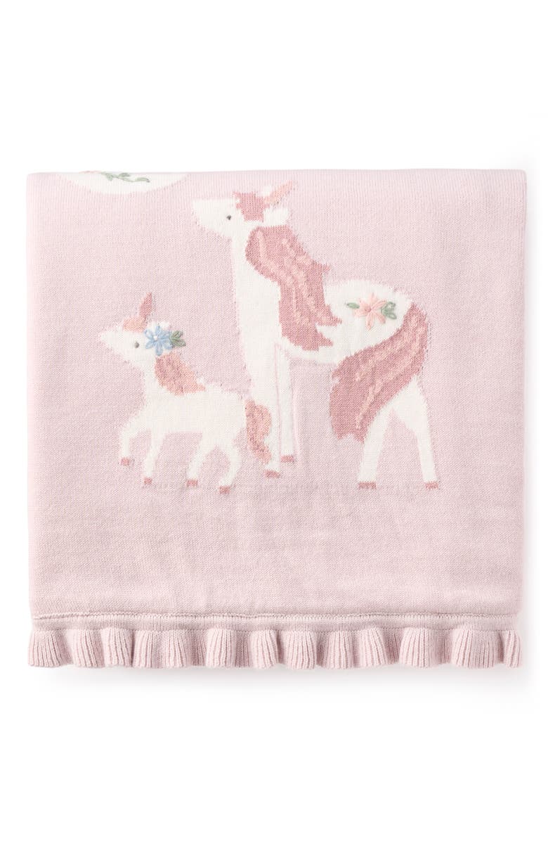 Elegant Baby Unicorn Faux Fur & Cotton Knit Blanket, Alternate, color, Violet