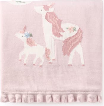 Unicorn Faux Fur & Cotton Knit Blanket