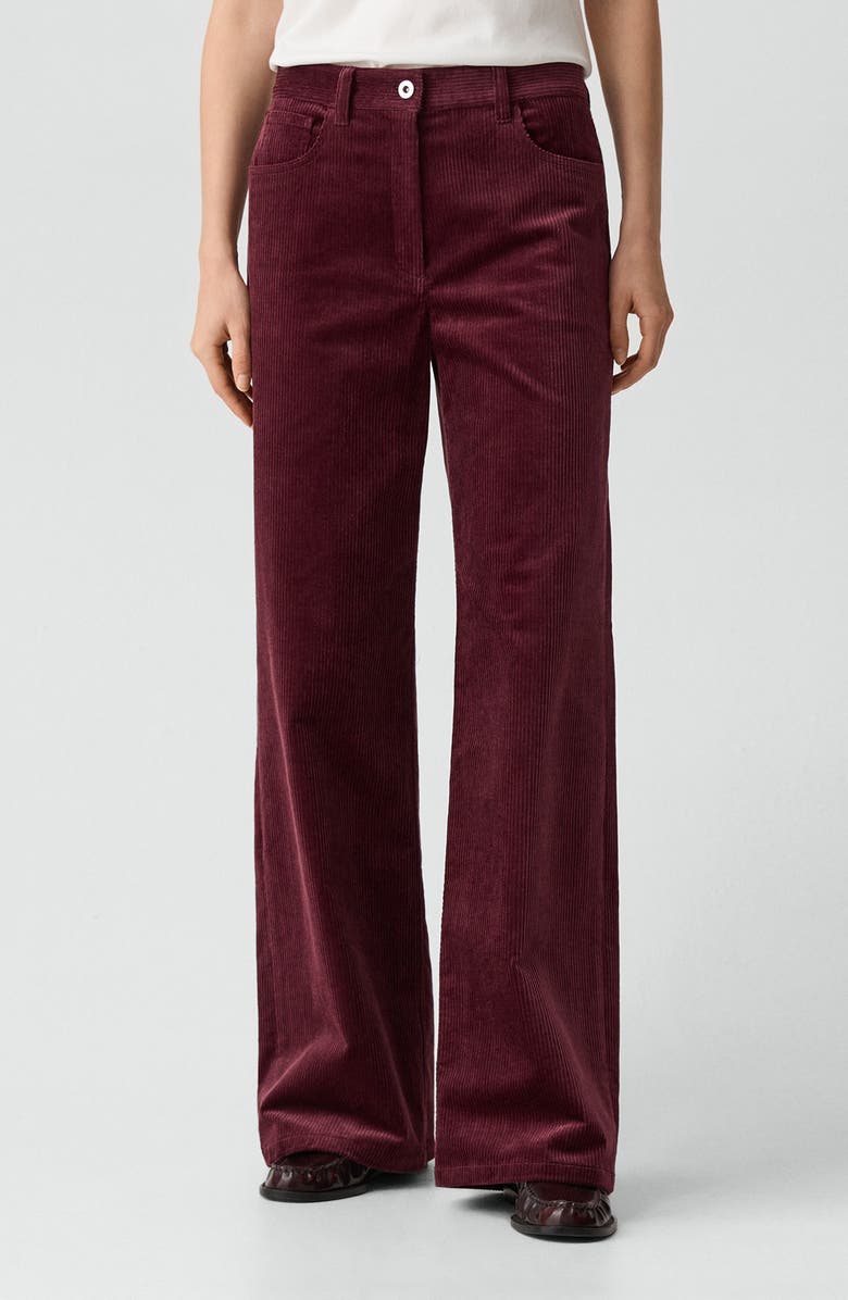 Theory Wide Leg Corduroy Pants, Main, color, Port Red