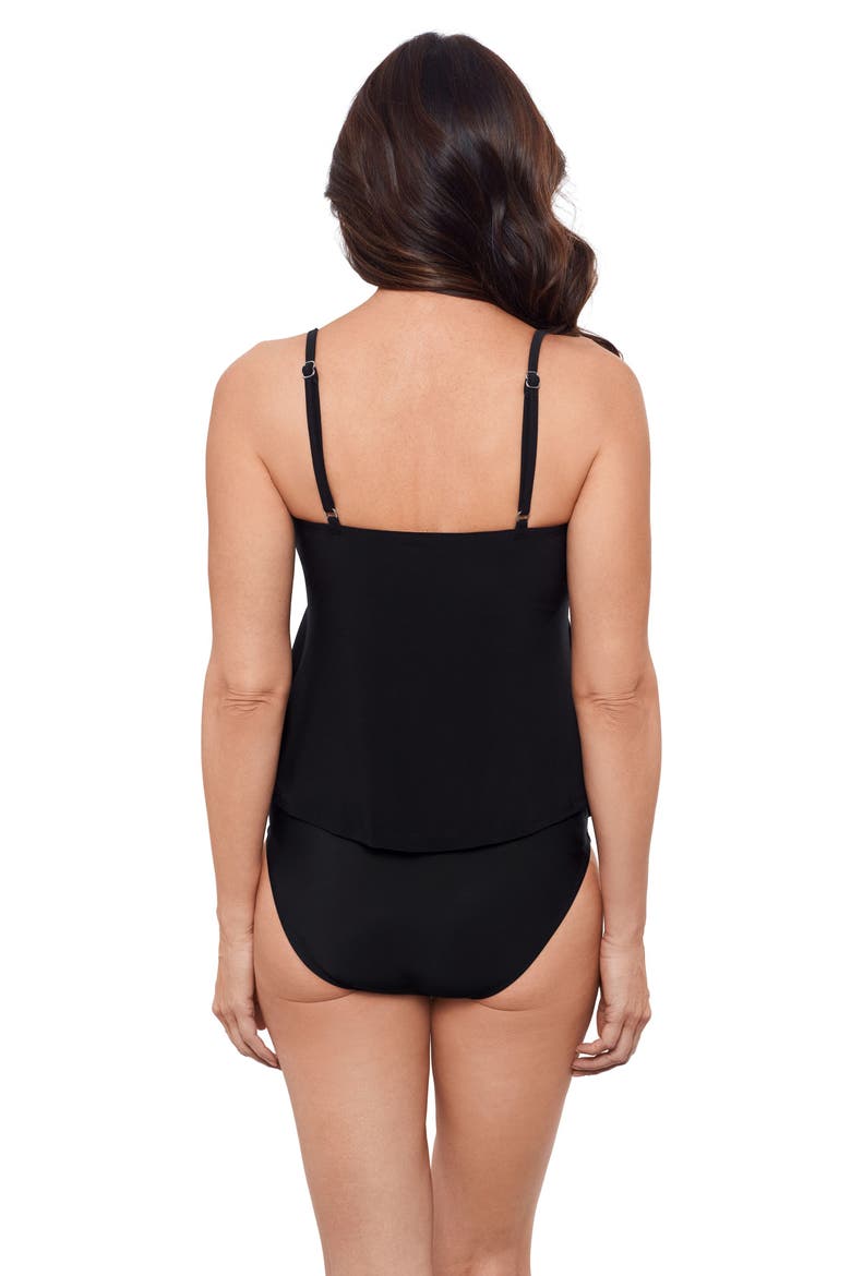 Triple Ruffle Tier Adjustable Tankini Swimsuit Top, Alternate, color, Black