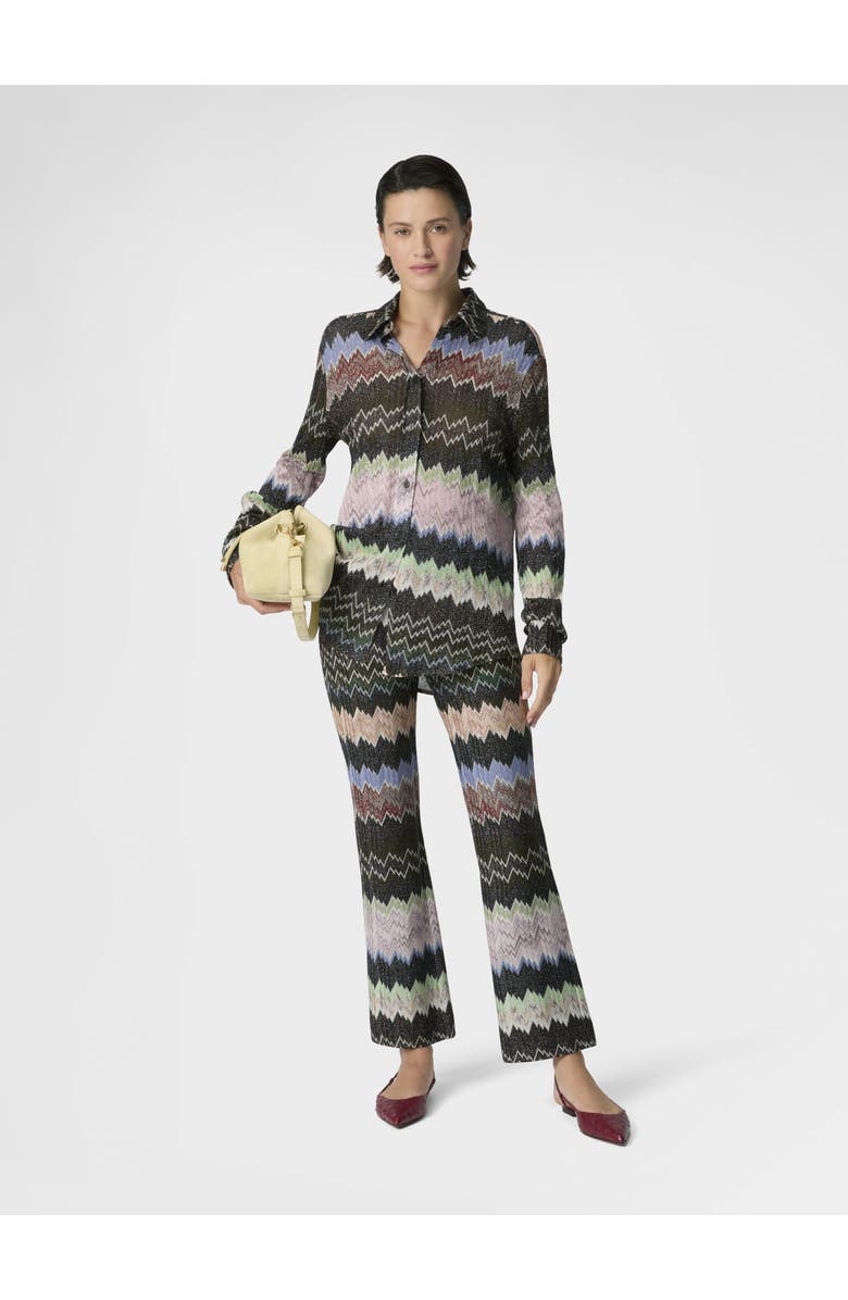 Missoni Snake-pattern Viscose Lamé Shirt, Alternate, color, Green& Brown