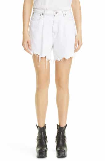 R13 Damon Pleated High Waist Cutoff Denim Shorts
