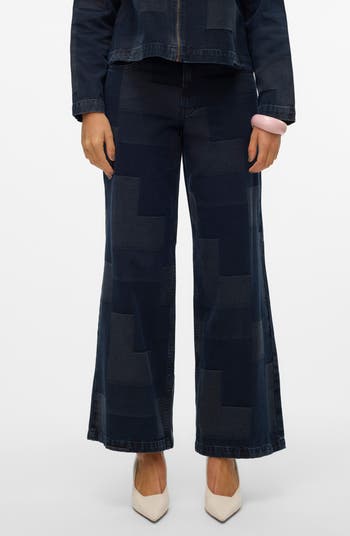 【mnem】Embroidered Patch Wide Denim VERO MODA Remy Patch Wide Leg Jeans | Nordstromrack