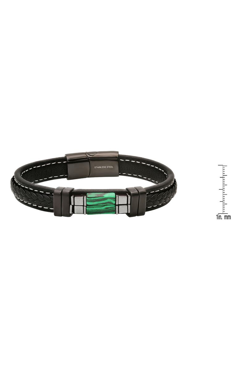 HMY JEWELRY Black Agate or Lapis Lazuli Leather Bracelet, Alternate, color, Black/ Green