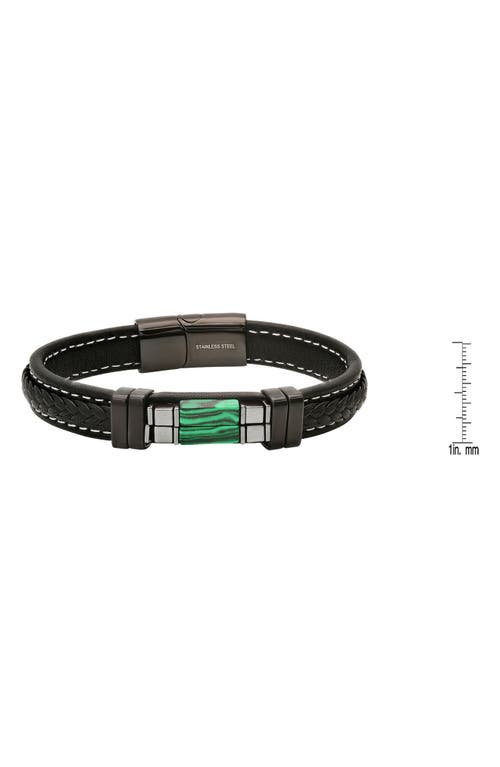 Hmy Jewelry Hematite & Black Agate Leather Bracelet In Multi
