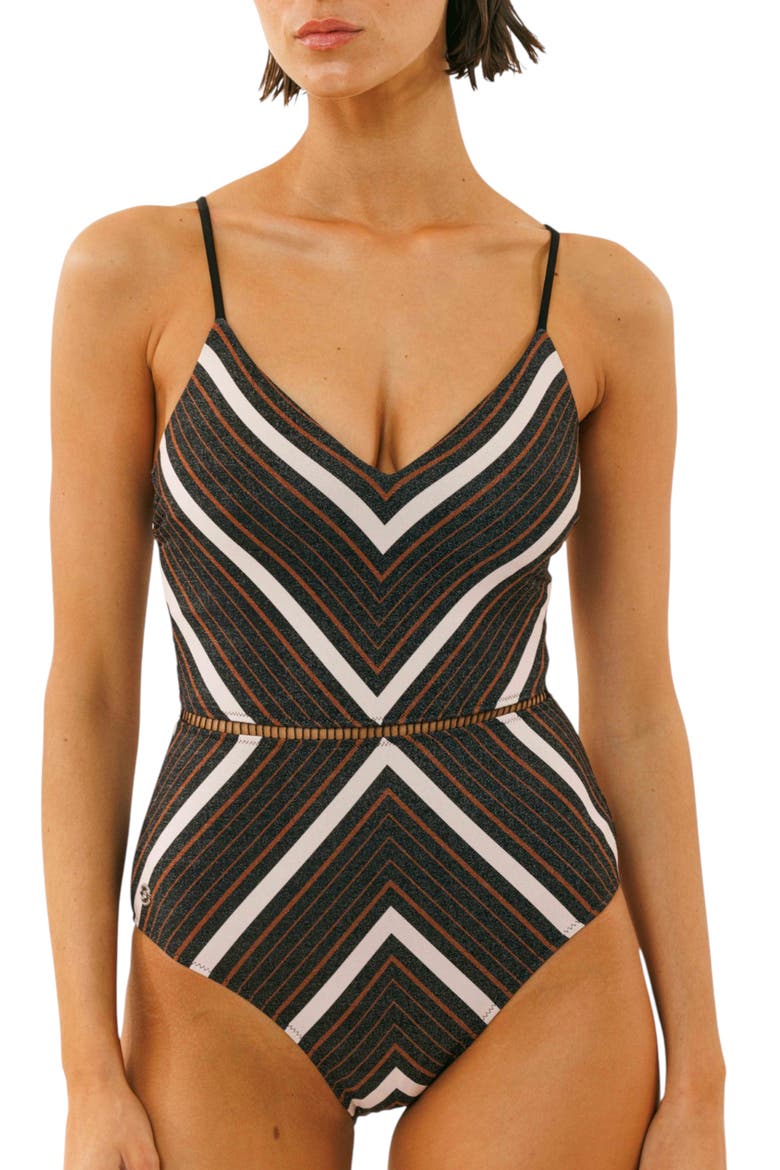 Arava One-piece Swimsuit, Main, color, Black Skin Lurex
