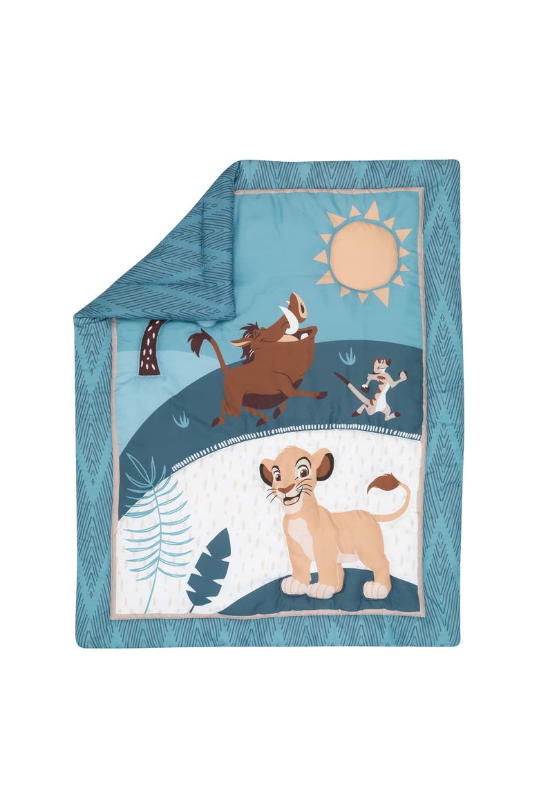 Disney Baby Lion King Adventure 3-Piece Mini Crib Bedding Set, Alternate, color, Blue