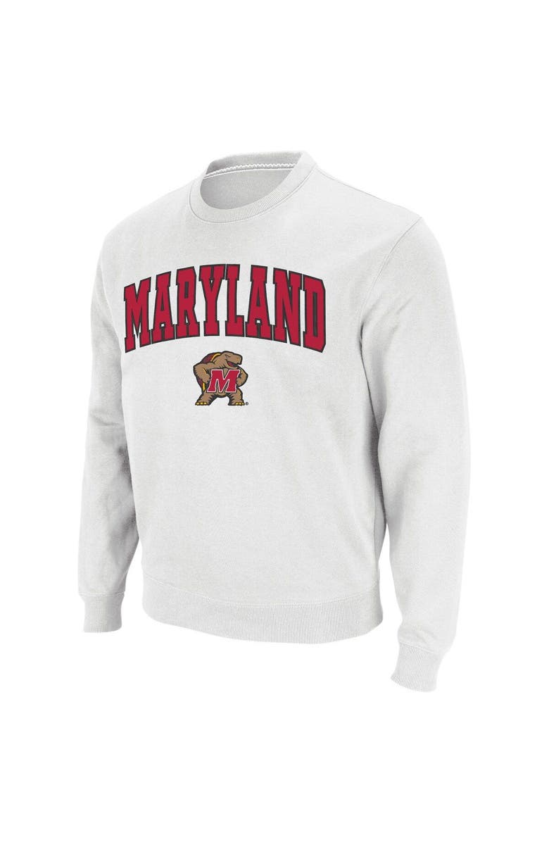 COLOSSEUM Men's Colosseum White Maryland Terrapins Arch & Logo Crew Neck Sweatshirt, Alternate, color, White