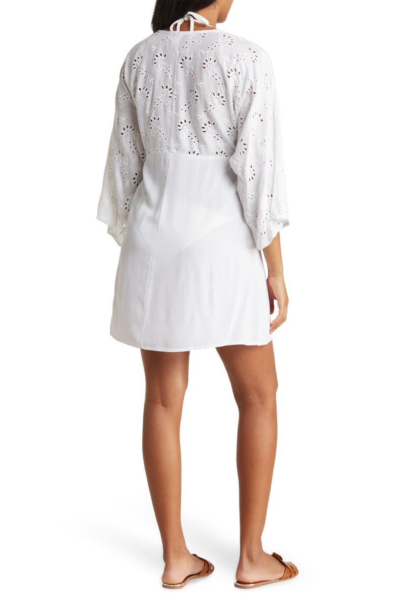 BOHO ME Eyelet Tie Front Cover-Up Dress, Alternate, color, White