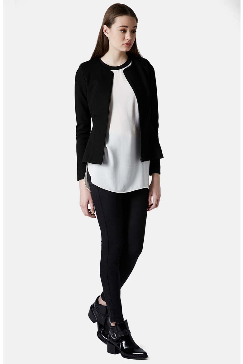 Tailored Peplum Jacket, Alternate, color, BLACK
