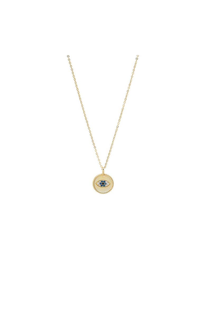 BY ADINA EDEN Blue CZ Evil Eye Medallion Necklace, Main, color, Sapphire Blue
