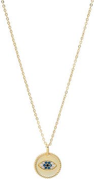 BY ADINA EDEN Blue CZ Evil Eye Medallion Necklace