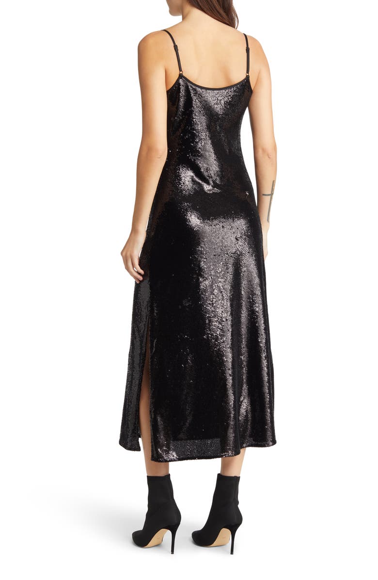 AllSaints Hadley Sequin Cowl Neck Dress, Alternate, color,