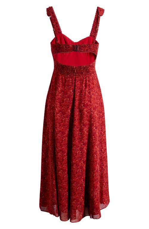 Reformation Lela Floral Print Midi Dress In Red