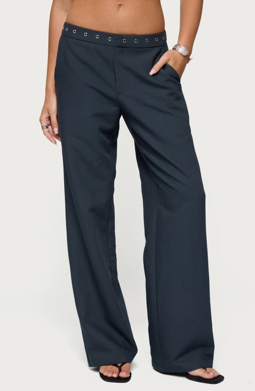 Edikted Ayve Eyelet Straight Leg Pants In Blue