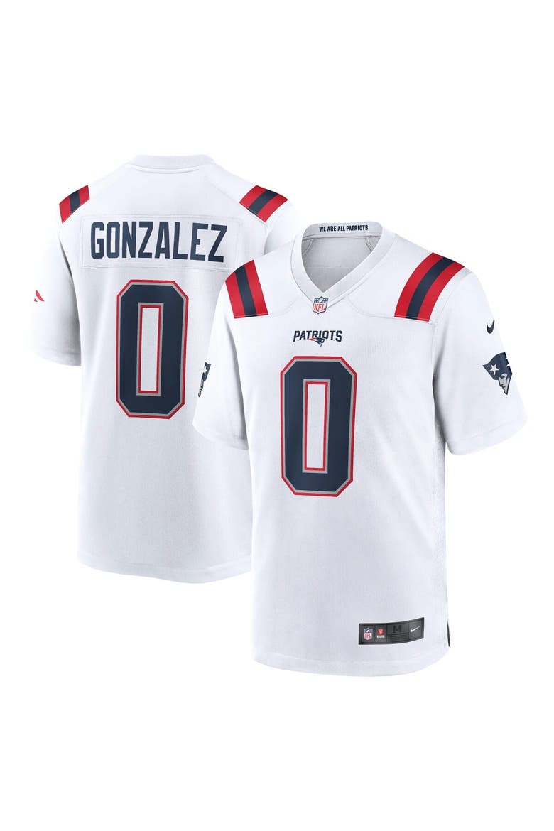 Men's Nike Christian Gonzalez White New England Patriots Game Jersey, Main, color, White