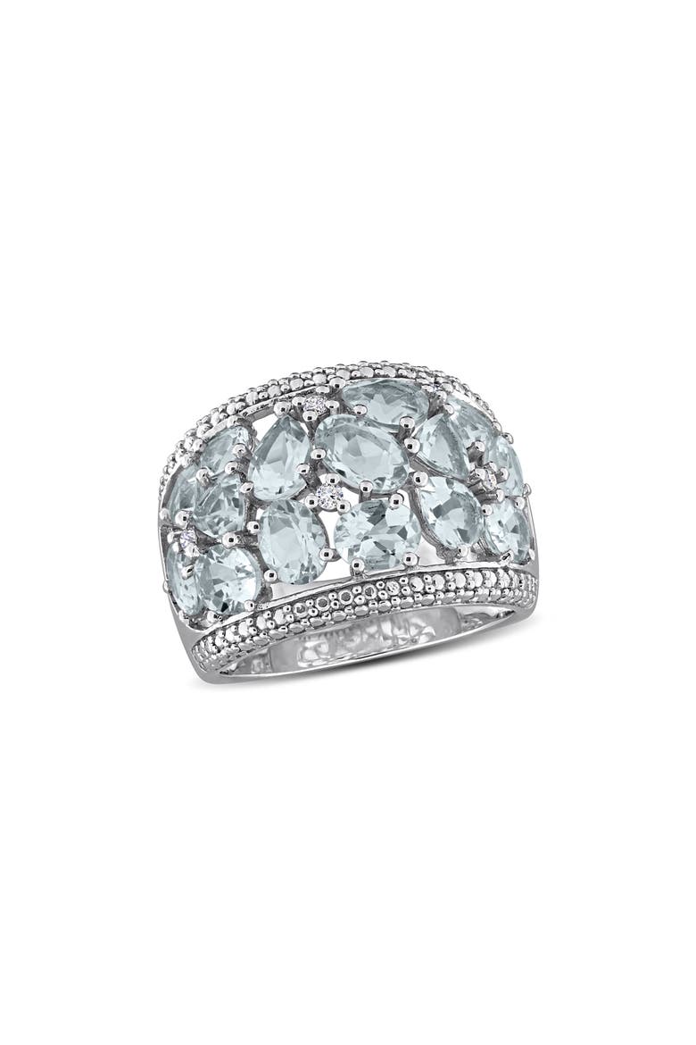 Sterling Silver Aquamarine and Diamond Statement Ring, Main, color, BLUE
