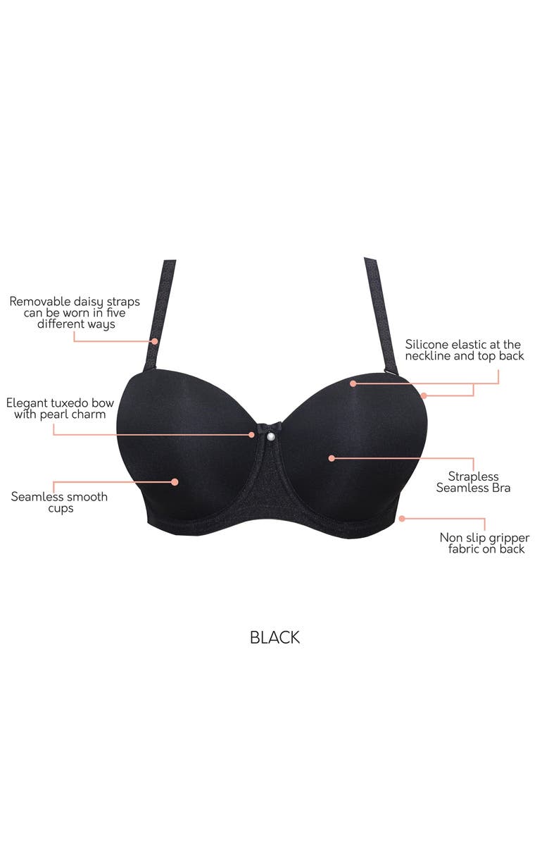 Parfait Elise Strapless Bra, Alternate, color, Black