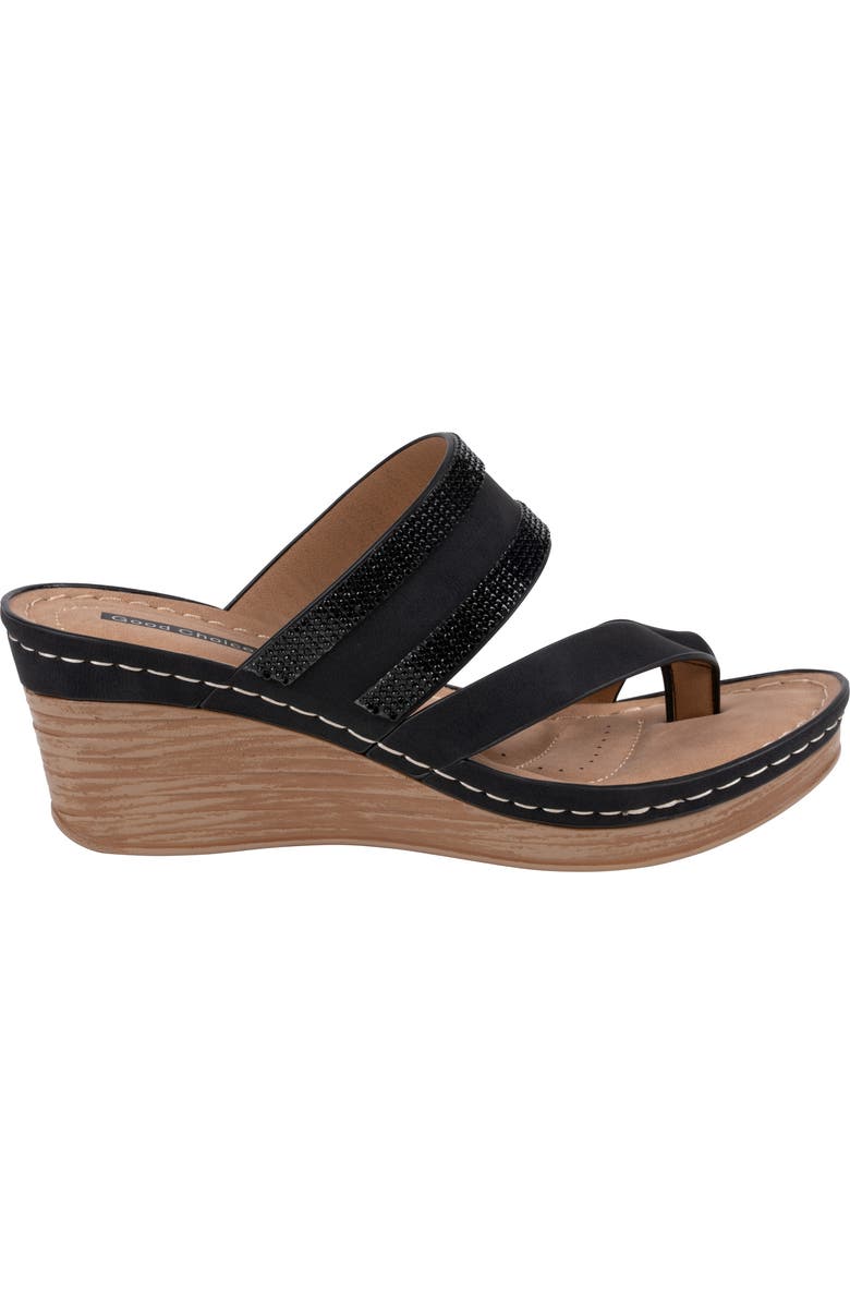GOOD CHOICE NEW YORK Brazen Wedge Sandal, Alternate, color, Black