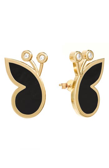 Gabi Rielle Effortless Staples Inlay Wings Stud Earrings In Gold