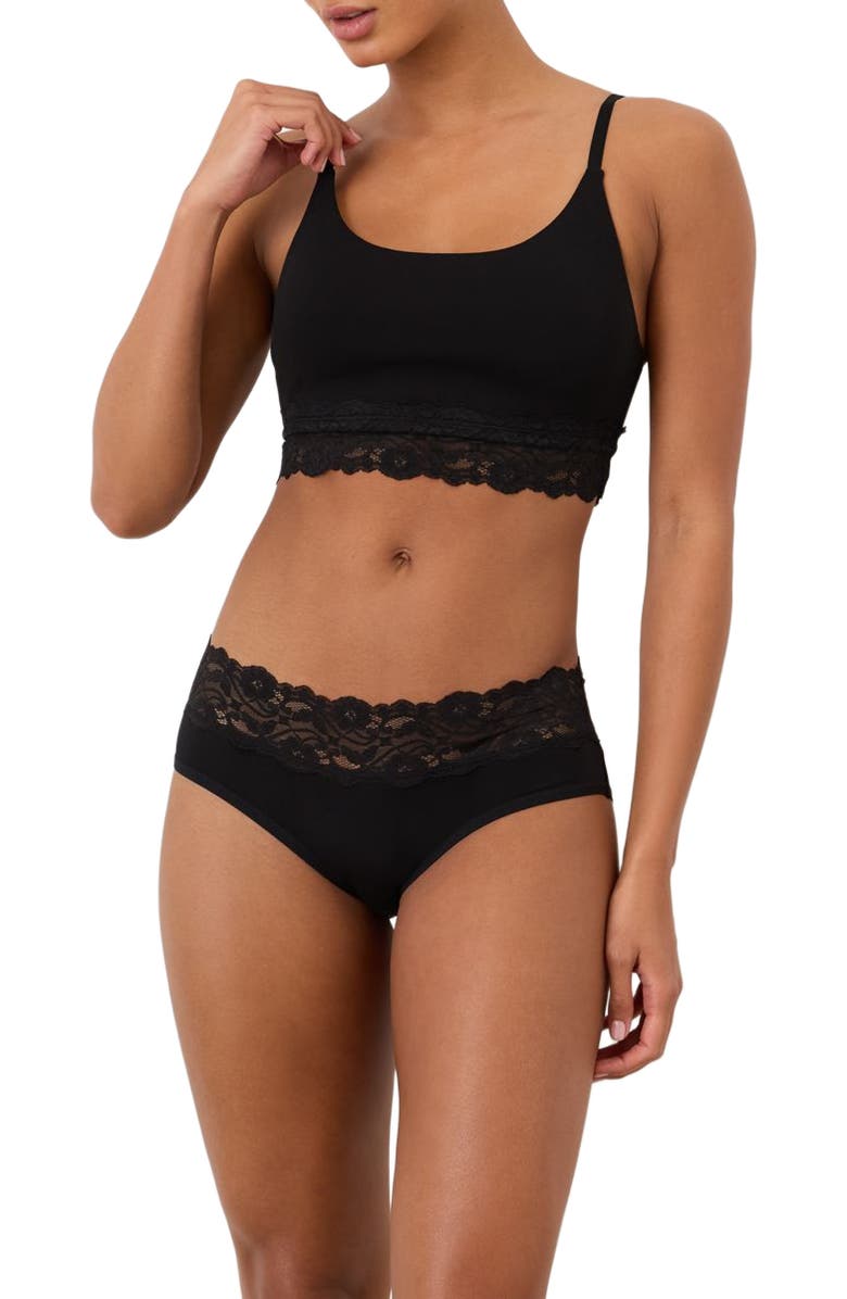 Pact Lace Waist Brief 3-Pack Made With Organic Cotton, Alternate, color, Black