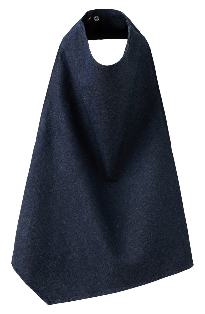 MANGO Cowl Halter Neck Open Back Denim Top, Alternate, color, Open Blue