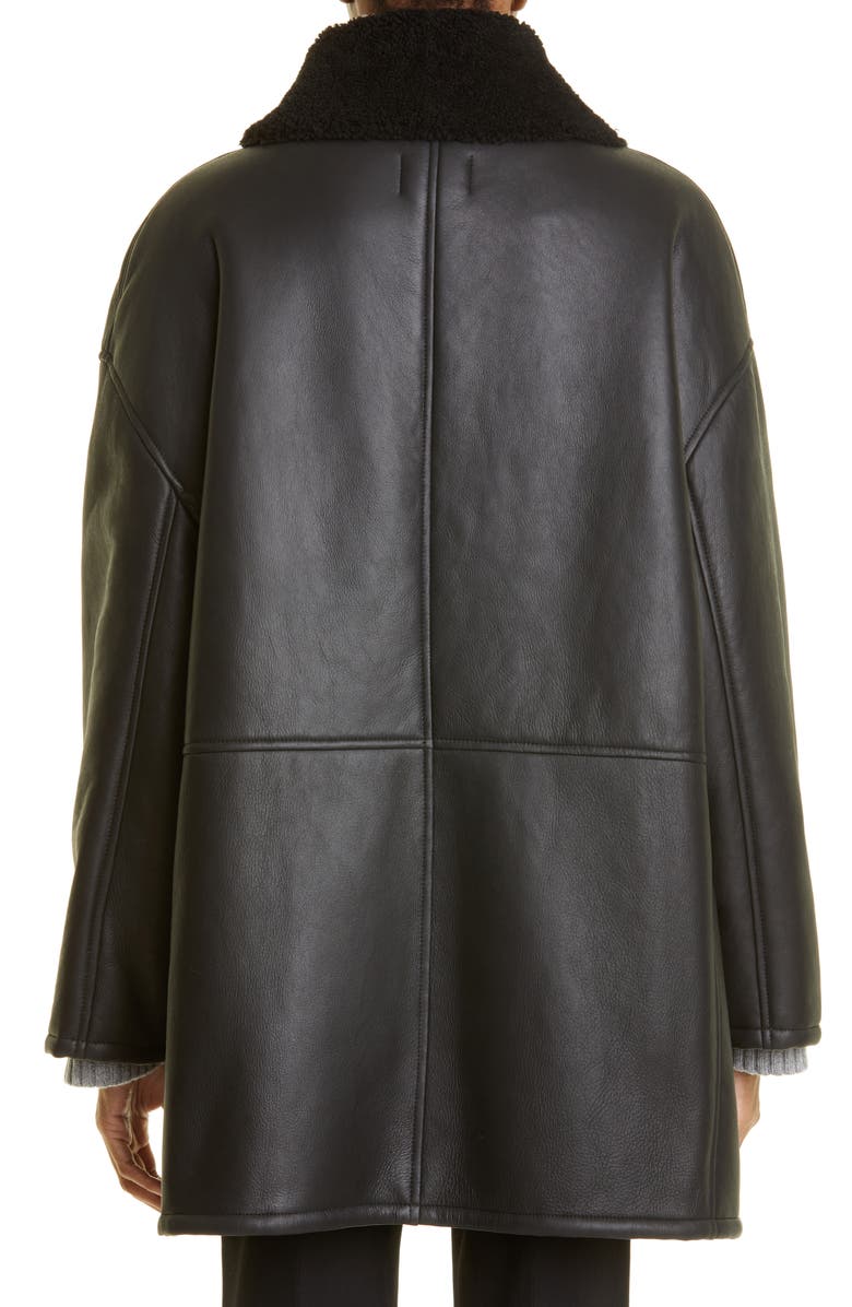 LOULOU DE SAISON Leather Coat with Genuine Shearling Lining, Alternate, color, 