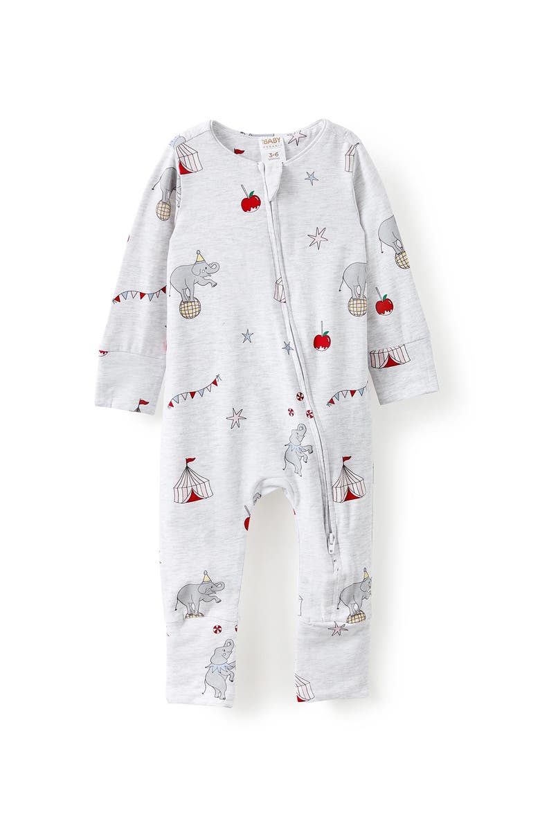 Cotton On Kids The Billie Long Sleeve Zip Romper, Main, color, Snow Marle Carnival Friends