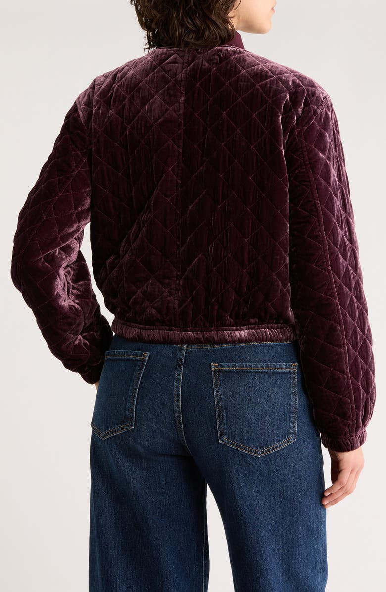 Marine Layer Anita Velvet Quilted Bomber Jacket, Alternate, color, Fig