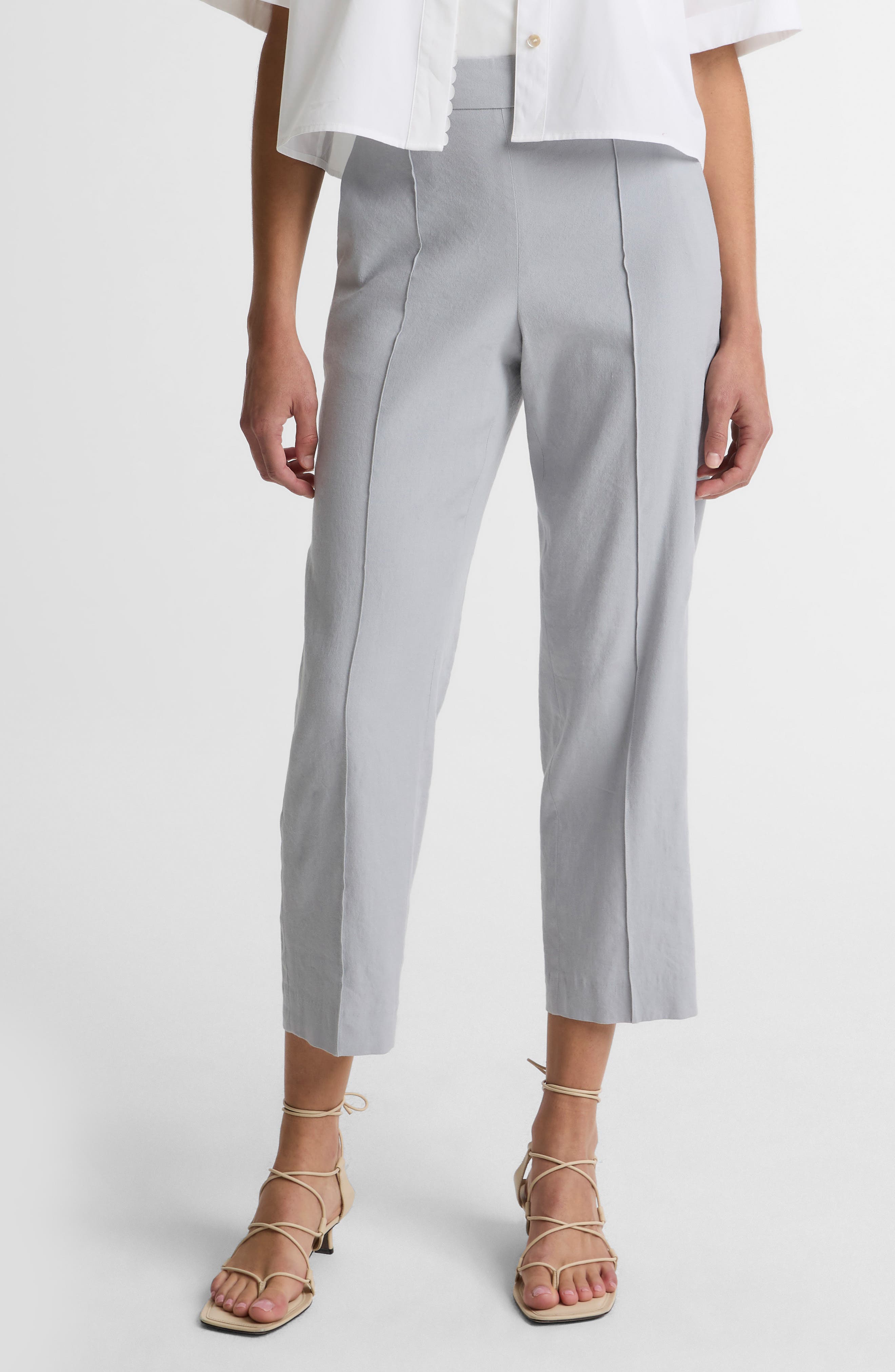Grace Mid Rise Linen Blend Tapered Pull-On Pants