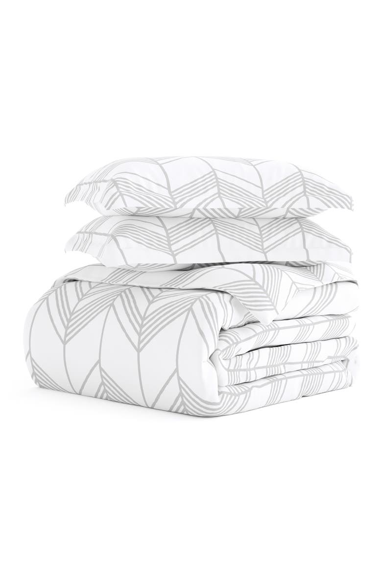 Premium Ultra Soft Alps Chevron Pattern 3-Piece Duvet Cover Set, Main, color, GRAY
