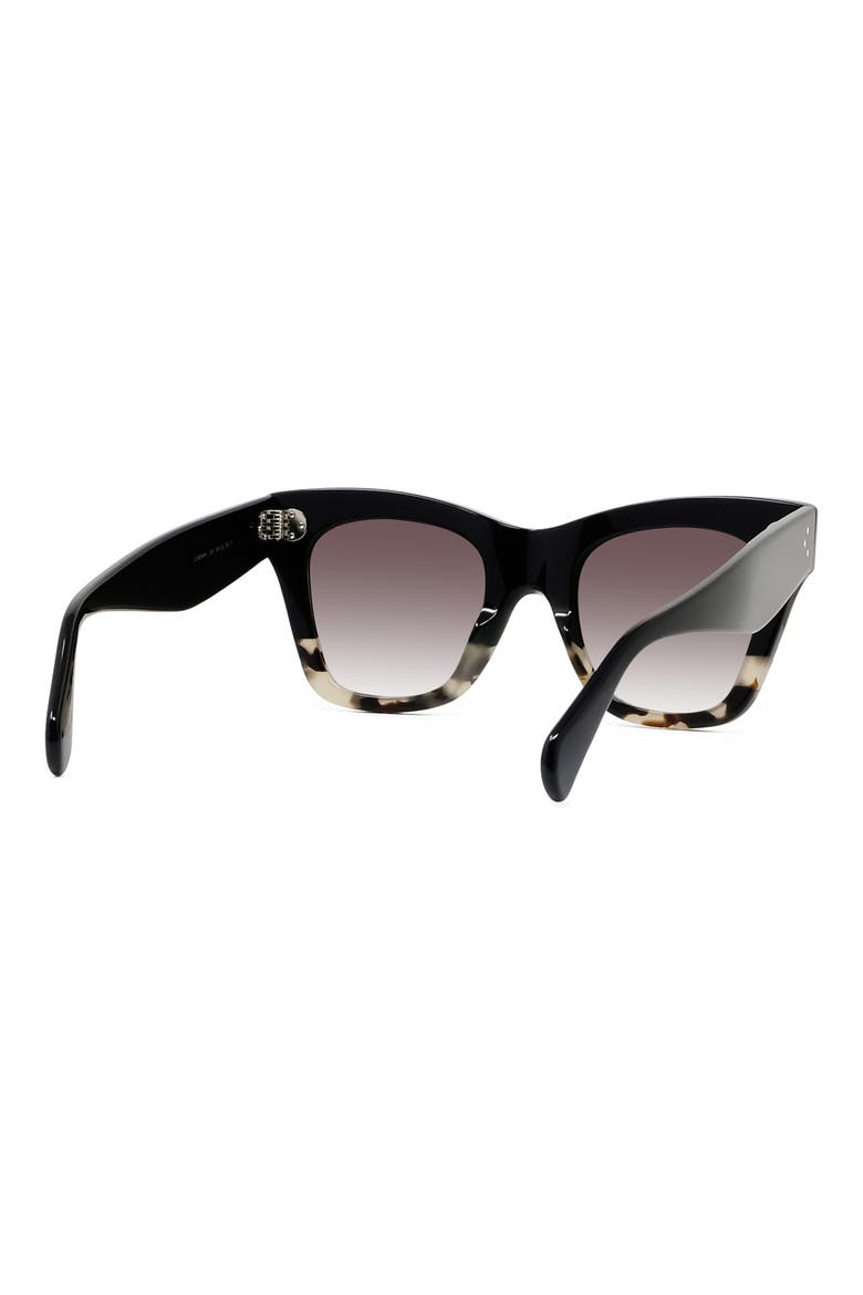 50mm Gradient Bold 3 Dot Cat Eye Sunglasses, Alternate, color, BLACK/ GREY HAVANA/ BROWN