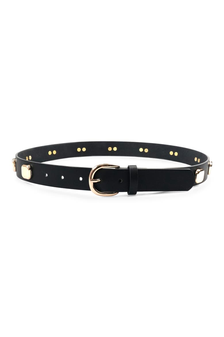 Studded Buckle Belt, Main, color, BLACK/ GOLD