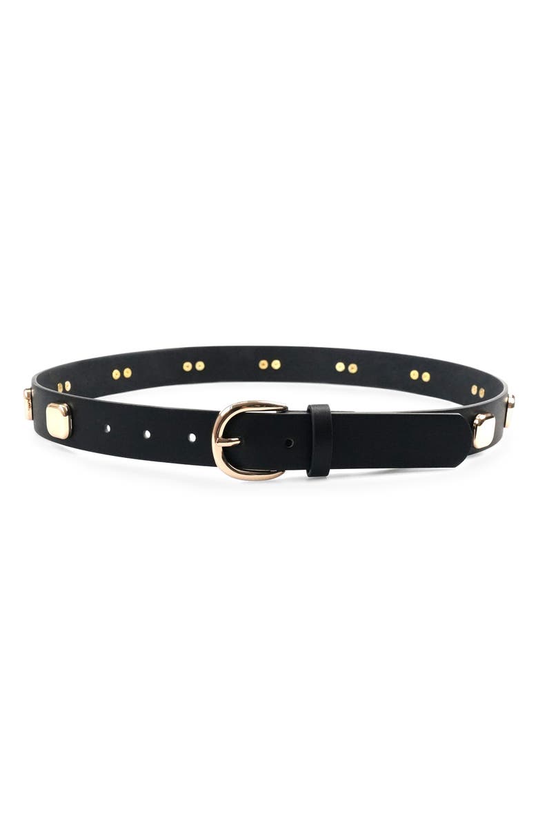 Petit Moments Studded Buckle Belt, Main, color, Black/ Gold