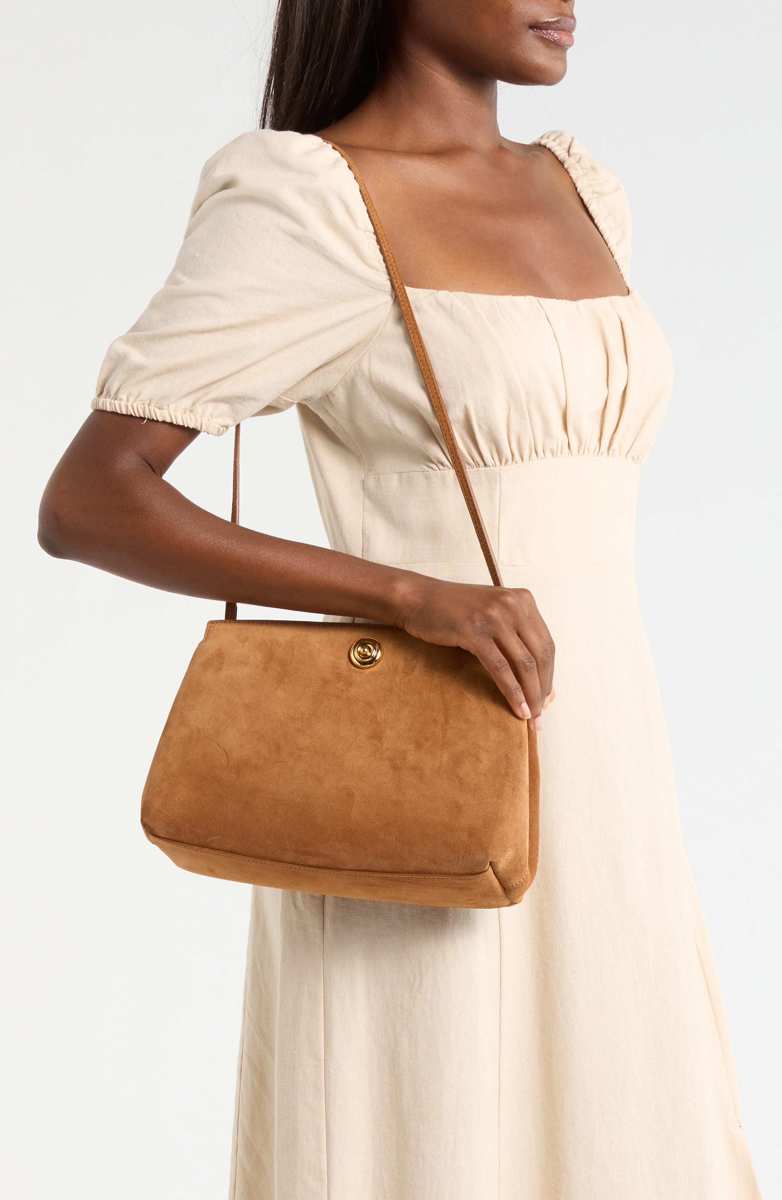 LIFFNER Large Pushlock Suede Clutch, Alternate, color, 