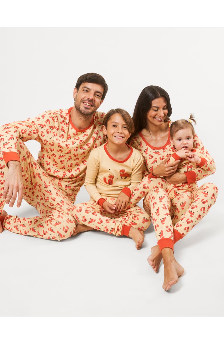 Leveret Footed Printed Cotton Matching Family Pajamas, Animal Kingdom Prints, Alternate, color, Fox