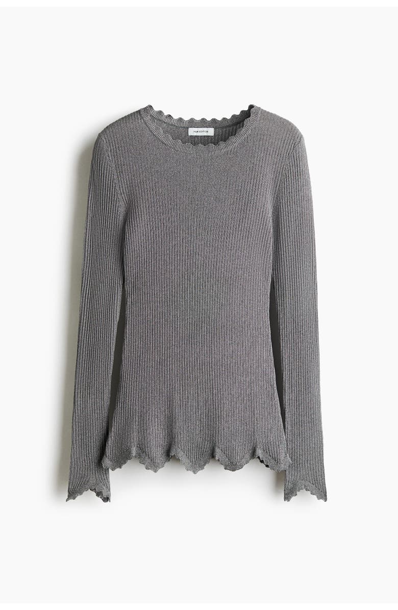 H&M Glittery Viscose Top, Main, color, Gray