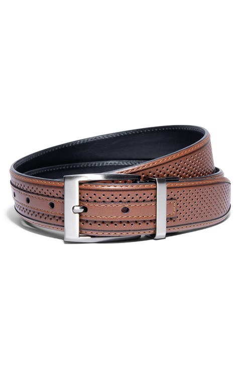 Tour Perforated & Smooth Reversible Leather Belt