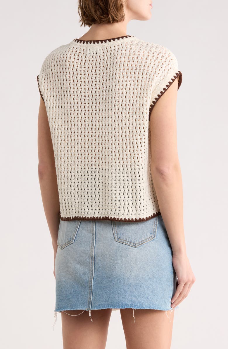 Blu Pepper Contrast Trim Button Front Knit Top, Alternate, color, 